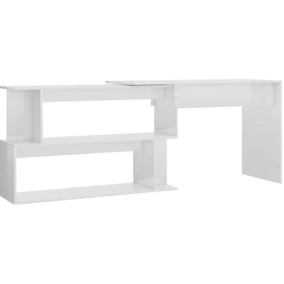 Image of vidaXL Corner Desk High Gloss White 200x50x76 cm Engineered Wood