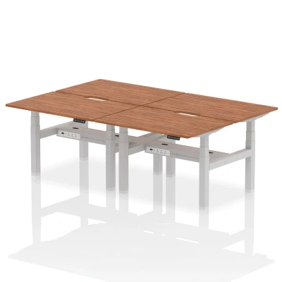 Image of Air B2B 1200x800 Adjustable 4P Bench Desk Scalloped Walnut/Silver