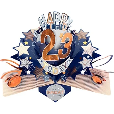Image of Happy 23rd Birthday 23 Today Pop Up Greeting Card Love Kate&#039;s Cards Him POP204MC23