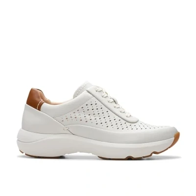 Image of Clarks Women&#039;s Tivoli Grace Sneaker, Off White Lea, 8 UK