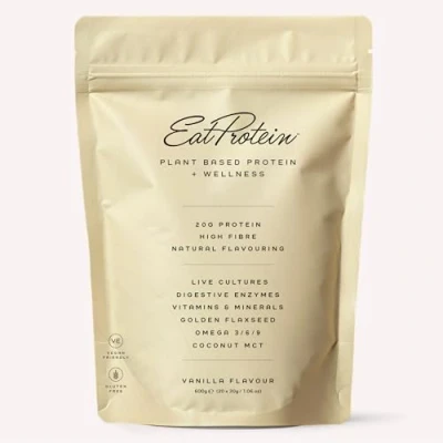 Image of EatProtein Plant Based Protein + Wellness Powder, Vegan Powder for Women. Dairy, Lactose, Gluten, Soy Free. No Artificial Flavours, Sweeteners or Added Sugars. Vanilla, 20 Servings, 600g