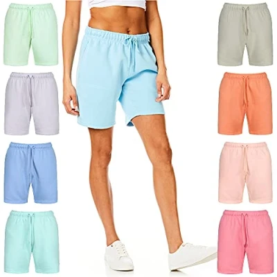 Image of Light &amp; Shade Women&#039;s Pastel Brights Loungewear Sweat Shorts Joggers Jogging Shorts, Aquamarine, X Small