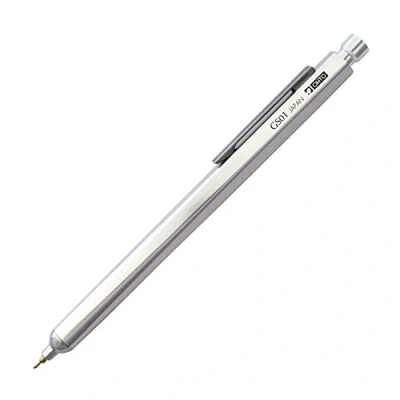 Image of Ohto Aluminium Ballpoint Pen Needle Point GS01 S7 0.7 mm Soft Ink (Black) (Silver)