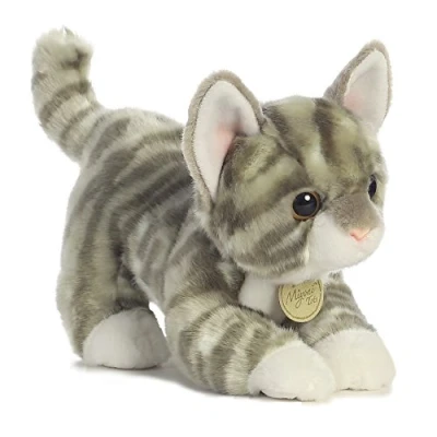 Image of Aurora® Adorable Miyoni® Tots Grey Tabby Kitten Stuffed Animal Lifelike Detail Cherished Companionship Gray 9 Inches