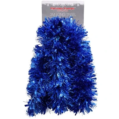 Image of Christmas Concepts® 3m / 9.8ft Chunky/Fine Tinsel Decoration (Blue)