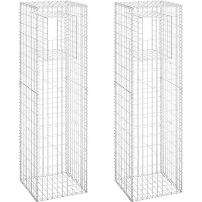 Image of vidaXL Gabion Basket Posts 2 pcs 50x50x180 cm Iron
