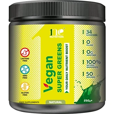 Image of 1ne Nutrition Super Greens 34 Ingredients Powder 250g Ultimate Immune Support Green Superfood for Immunity Energy and Detox Vegan 100% Natural No GMO Gluten Fillers 50 Servings