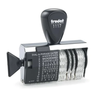 Image of Trodat 051024 Dial A Word Date Stamp,Black &amp; Silver