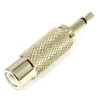 Image of kenable HQ 3.5mm Mono Jack Plug to RCA Phono Socket Adapter Nickel