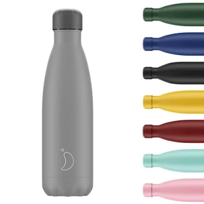 Image of Chilly&#039;s Water Bottle Stainless Steel and Reusable Leak Proof, Sweat Free All Grey, 500ml