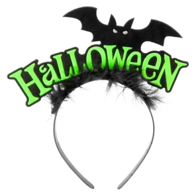 Image of VFM e Store Halloween Bat Headband Party, Trick or Treat Spooky Parties, Creepy, Fright, Costume, Fancy Dess Accessories and Props Green