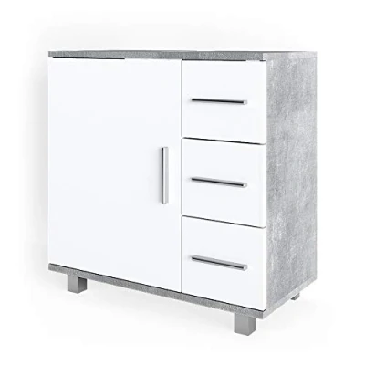 Image of Vicco Sink base cabinet Ilias, Concrete/White, 60 x 60.8 cm