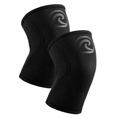 Image of Rehband RX Knee Support for Strength Training &amp; Fitness 7mm Neoprene Sleeve, Flexible Non Slip, Sleeve Men Women, Colour:Carbon/Black 1 Pair, Size:X Large