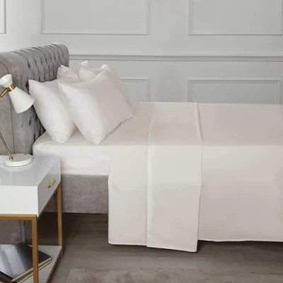 Image of Rapport Home 16&quot; Deep Flat Sheet 180TC Percale (Cream, Double)