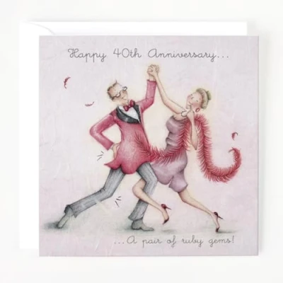 Image of Berni Parker 40th Wedding Anniversary Card A pair of ruby gems