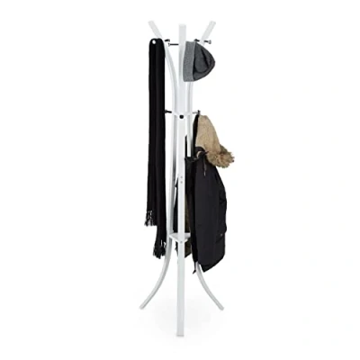 Image of Relaxdays Style, Sturdy Metal Standing Garment Rack for Jackets &amp; Coats, White, 175 x 55 cm