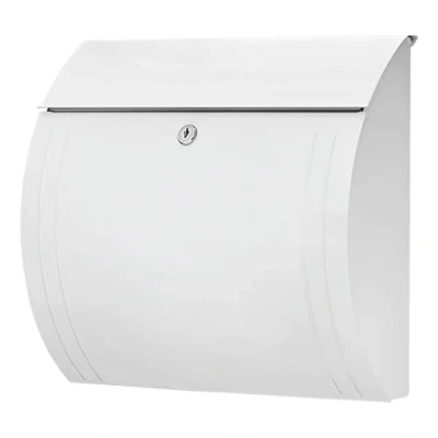 Image of BURG WÄCHTER, Mailbox with Opening Stop, A4 Insert Format, Galvanized Steel, Modena 857 W, White