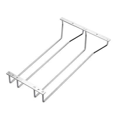 Image of Dianoo Wine Glass Rack Under Cabinet Hanging Wire Stemware Holder with Screws Chrome Finish 35cm 2 Rows