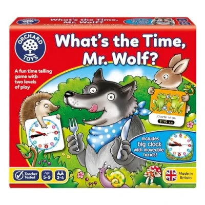 Image of Orchard Toys What&#039;s the Time, Mr Wolf Game Educational For Children Aged 5 9 Two Ways To Play Teaches Time Telling Skills Includes Moveable Clockface Learning Made Fun
