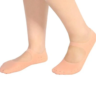 Image of TMISHION Silicone Socks, 1 Pair, Skin Color, Dry Skin, Relieves Heel Pain, Prevents Cracks, Unisex(S)