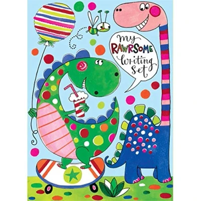 Image of Rachel Ellen Designs Children&#039;s Letter Writing Set Wallet Dinosaur Design