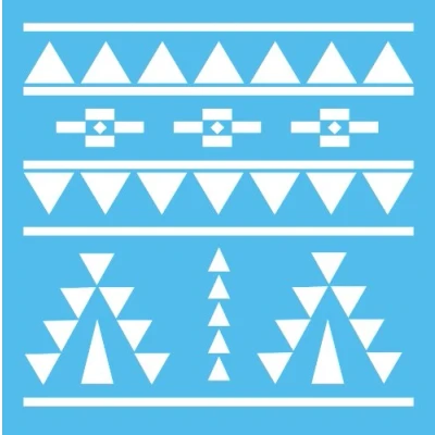 Image of Americana Decor Aztec Stencil, Blue, 12 x Inch