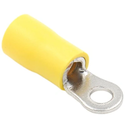 Image of Heschen Ring Terminal Crimp Connectors Vinyl Insulated Wire Electrical Connector RV5.5 3.5 Stud Size #6 for 4 6mm² (12 10 AWG) Yellow 100Pack