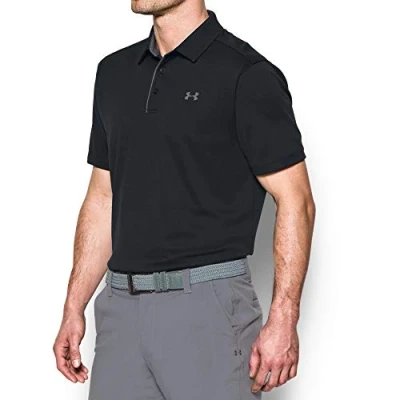 Image of Under Armour Mens UA Golf Tech Polo Shirt Black 3XL
