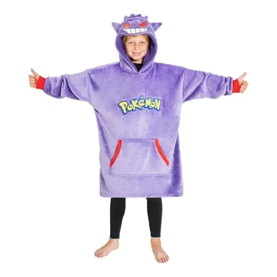 Image of Pokemon Boys Oversized Fleece Hoodie with Sherpa Lined Hood Anime Gifts (Purple Gengar)