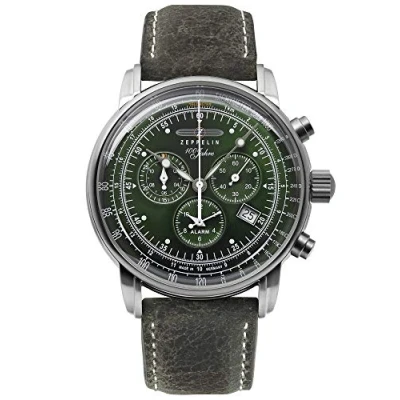 Image of Zeppelin Men&#039;s Chronograph Swiss Quartz Watch with Leather Strap 8680 4