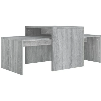 Image of vidaXL Coffee Table Set Grey Sonoma 100x48x40 cm Engineered Wood
