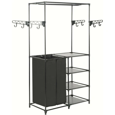 Image of vidaXL Clothes Rack Steel and Non woven Fabric 87x44x158 cm Black