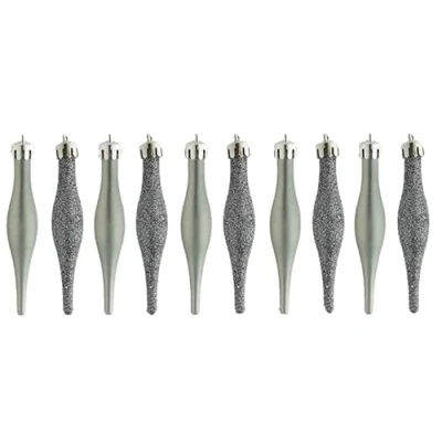 Image of Christmas Tree Baubles, Tear Drop Droplet, Uniquely Shaped, Decorations, Durability And Longevity, 9cm Glitter Matte Finishes Grey Graphite Pack Of 10