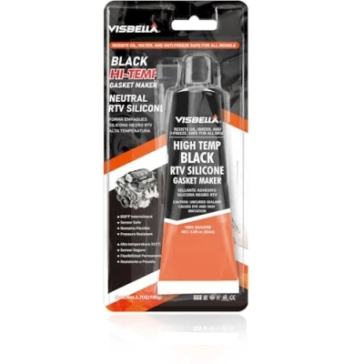 Image of Visbella High Temperature RTV Silicone Gasket Maker, Sealed Oil Resistant Waterproof Quick Dry Liquid for Bonding Internal Combustion, Steam Turbines, Automotive Engine Parts 3.7OZ (BLACK)