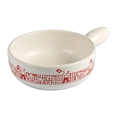 Image of KUHN RIKON Caquelon Induction Flag, 23 cm, Clay Cheese Fondue, White, Red