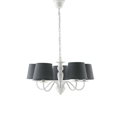 Image of FAVOLA 5 Light Chandeliers with Shades White, Fabric 56x30cm
