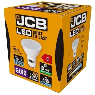 Image of 10x JCB 5w LED GU10 Reflector Lamp 100 6500k Daylight 370lm (S10964)