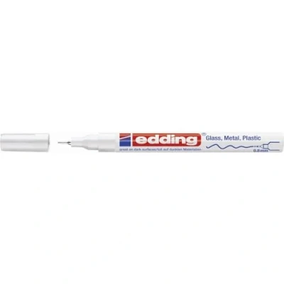 Image of edding 780 gloss paint marker white 1 extra fine round nib 0.8 mm pen for glass, pebbles, wood, plastic, paper waterproof, high coverage