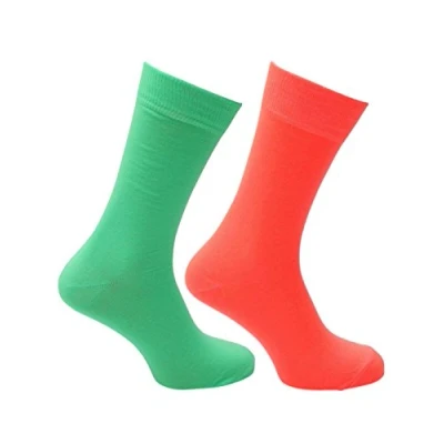 Image of Shropshire Supplies Mens Neon Socks Teddy Boy Rock N Roll 60s 70s 80s Fancy Dress Rockabilly 2 Pairs (Neon Orange &amp; Green)