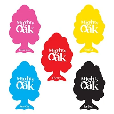 Image of 5 x Assorted Mighty Oak Air Car Freshener Ice Cool, New Car, Vanilla, Cherry, Bubblegum
