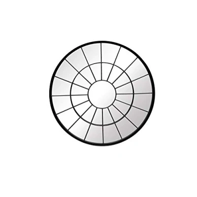 Image of Aspect Round Window Industrial Metal Mirror, Black, 80 Dia x 5(D) cm