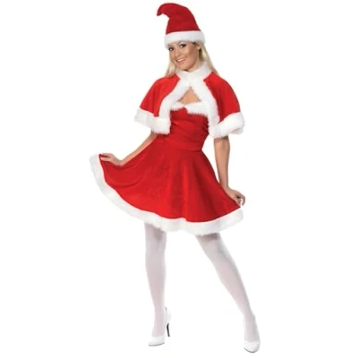 Image of Smiffys Miss Santa Costume, Red, L UK Size 16 18