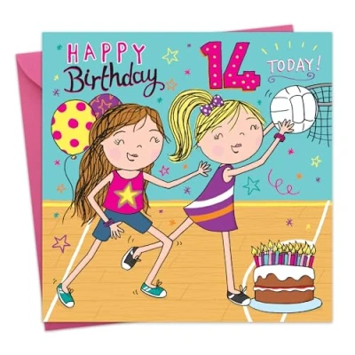 Image of Twizler 14th Birthday Card for Girls Netball Age 14 Happy Girl Daughter Year Old Childrens Granddaughter Fourteen Teenager