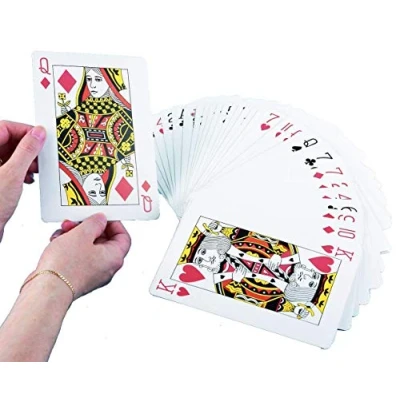 Image of D.A.Y. Republic Jumbo Extra Large Plastic Coated Professional Style Standard 52 Playing Cards Deck + 2 Jokers, Ideal for Poker Nights, Parties and Family Games