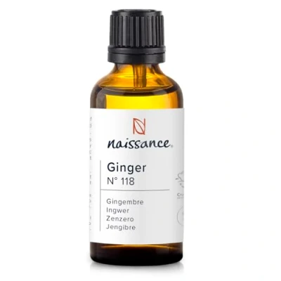 Image of Naissance Ginger Essential Oil (No. 118) 50ml Pure, Natural, Cruelty Free, Vegan and Undiluted for Use in Aromatherapy, Massage Blends, Humidifiers &amp; Diffusers