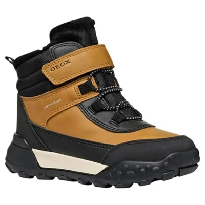 Image of Geox Trekkyup BOY ABX Winter boots for kids, Size: 3, Dark yellow/black Imitation leather/ textile