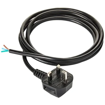 Image of PRO ELEC PE01020 13A UK Plug to Bare Ends Mains Lead, 2m Black