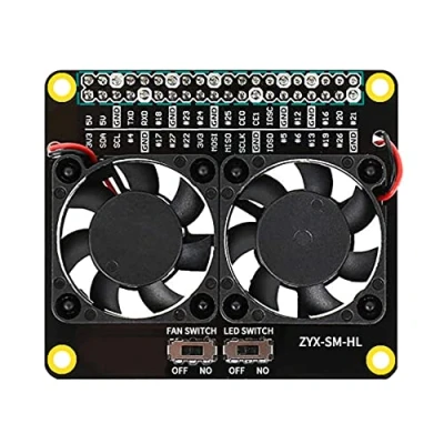 Image of 52Pi for Raspberry Pi LED Dual Cooling Fan Module, GPIO Expansion Board Compatible 4B/3B+/3B/3A+