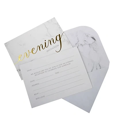 Image of Neviti Scripted Marble Evening Invites with Envelopes, Pack of 10, 15 x 0.1 10.5 cm