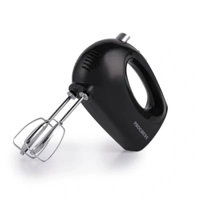 Image of Progress EK5901P Electric Hand Mixer Handheld Baking Whisk, 5 Speed Settings to Adjust Consistency, 2 Stainless Steel Mixing Beaters, Eject Function for Easy Cleaning, 250W, Black